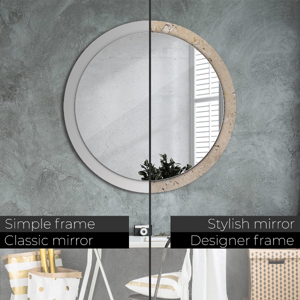 Round printed mirror Natural stone