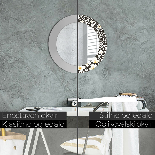 Round wall mirror decor Stokrotka ivory