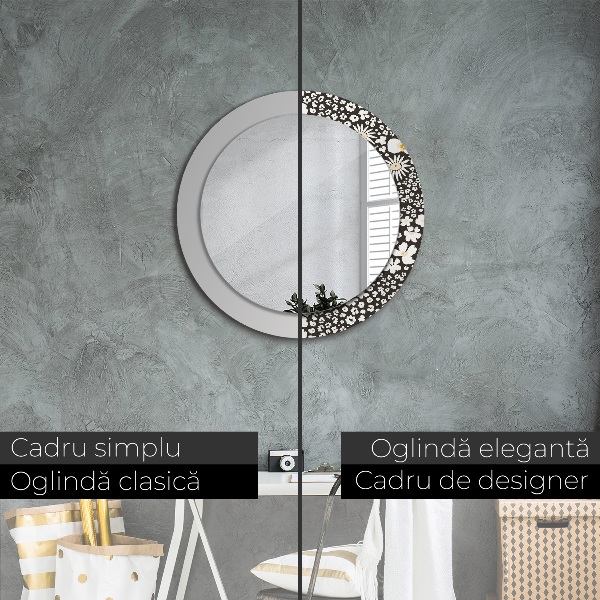 Round wall mirror decor Stokrotka ivory