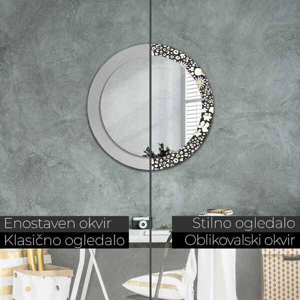 Round wall mirror decor Stokrotka ivory