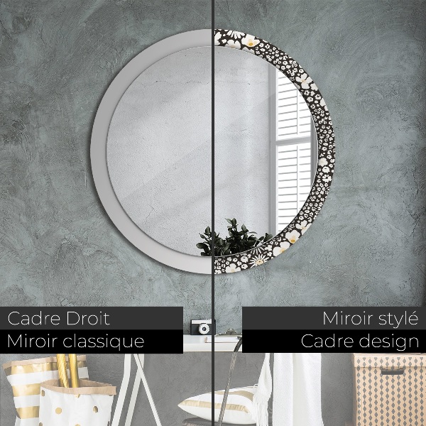 Round wall mirror decor Stokrotka ivory