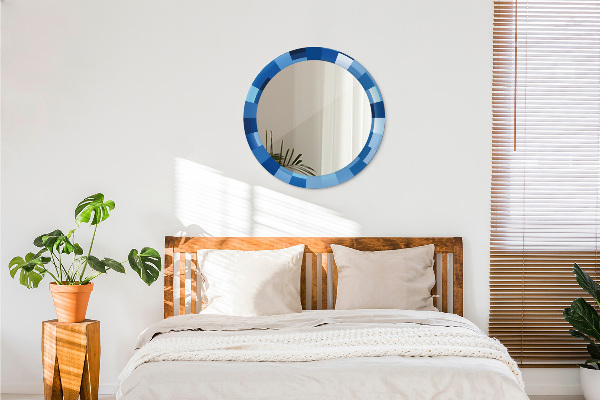 Round mirror frame with print Blue abstract