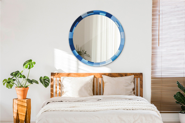 Round mirror frame with print Blue abstract