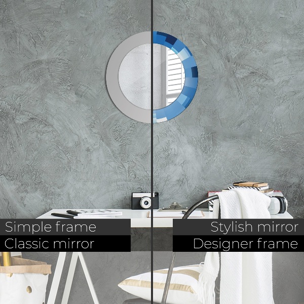 Round mirror frame with print Blue abstract