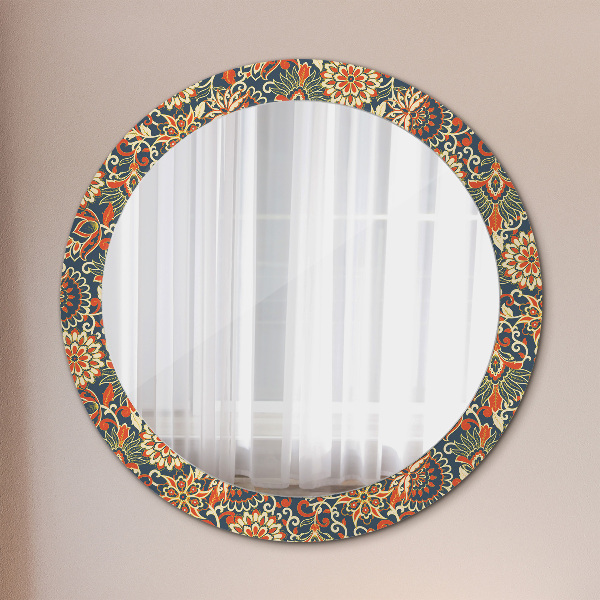 Round mirror frame with print Flower year illustration