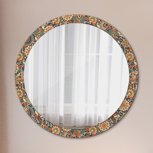 Round mirror frame with print Flower year illustration