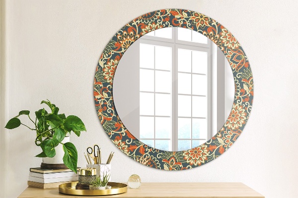 Round mirror frame with print Flower year illustration