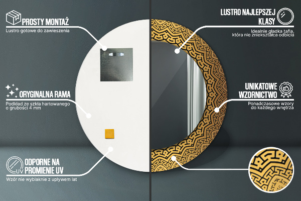 Round mirror frame with print Greek ornament