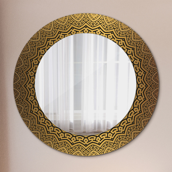 Round mirror frame with print Greek ornament