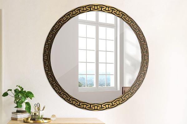 Round mirror frame with print Greek ornament