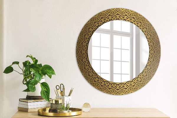 Round mirror frame with print Greek ornament