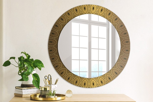 Round mirror frame with print Greek ornament