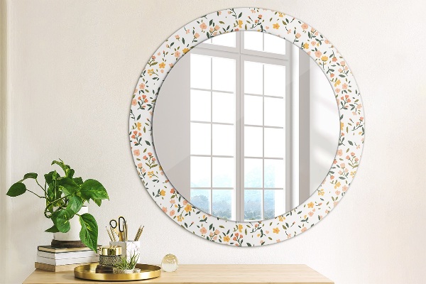 Round wall mirror decor Small sweet flowers