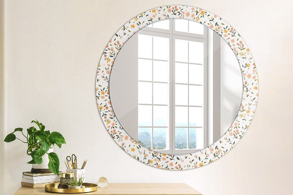 Round wall mirror decor Small sweet flowers