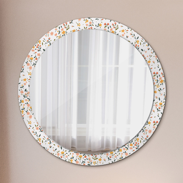 Round wall mirror decor Small sweet flowers