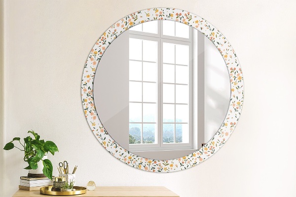 Round wall mirror decor Small sweet flowers