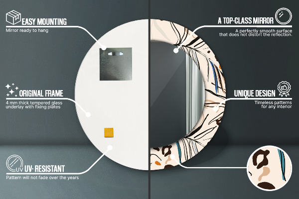 Round wall mirror decor Flowers with a jungle pattern