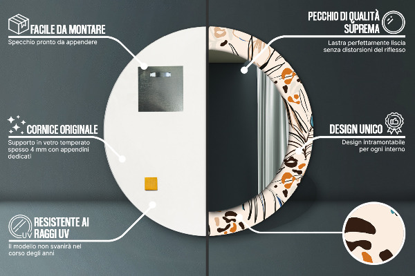 Round wall mirror decor Flowers with a jungle pattern