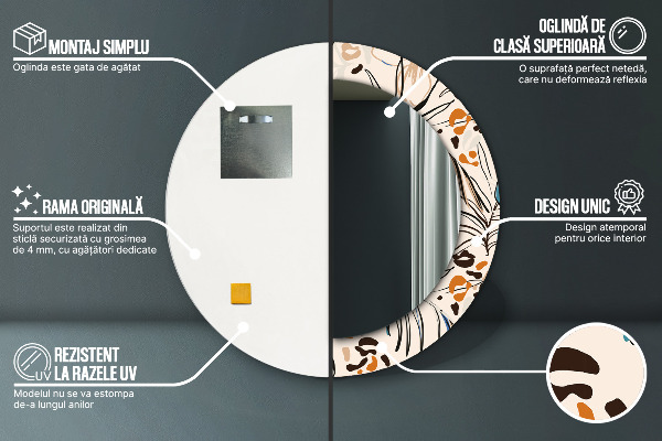 Round wall mirror decor Flowers with a jungle pattern