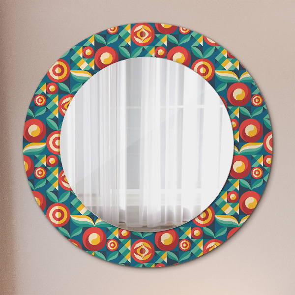 Round wall mirror decor Geometric fruit and leaves