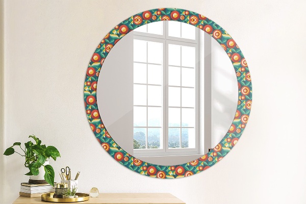 Round wall mirror decor Geometric fruit and leaves