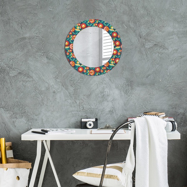 Round wall mirror decor Geometric fruit and leaves
