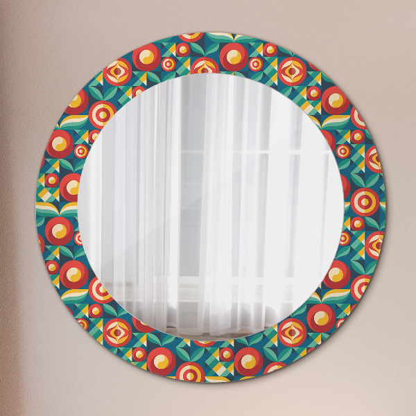 Round wall mirror decor Geometric fruit and leaves