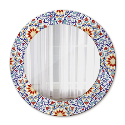 Round printed mirror Oriental colorful composition