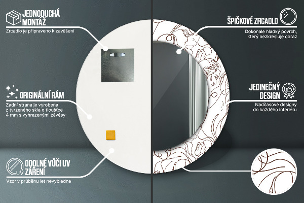 Round printed mirror Art lines
