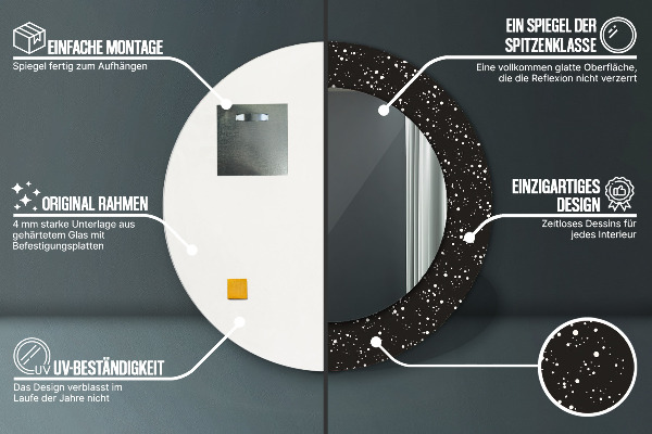 Round printed mirror Chaotic dots
