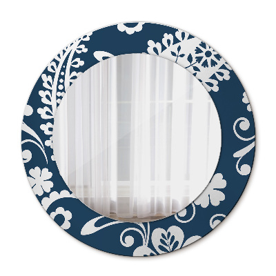 Round printed mirror Paisley composition