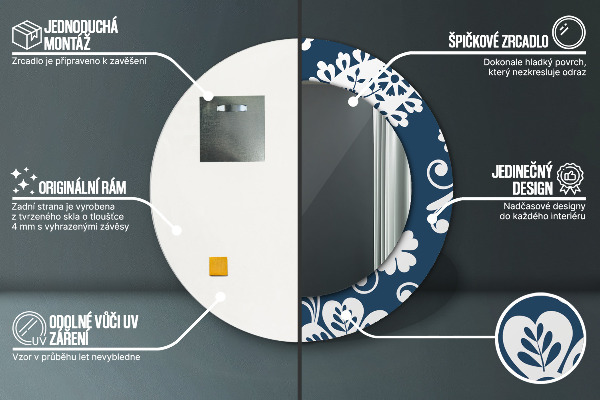 Round printed mirror Paisley composition