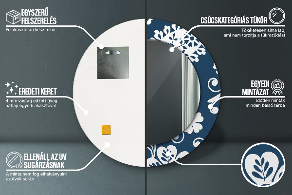 Round printed mirror Paisley composition