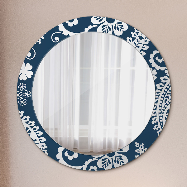 Round printed mirror Paisley composition