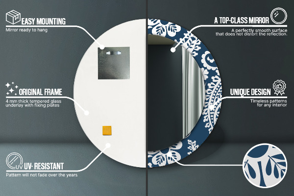 Round printed mirror Paisley composition