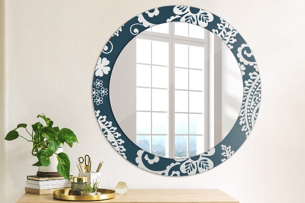Round printed mirror Paisley composition