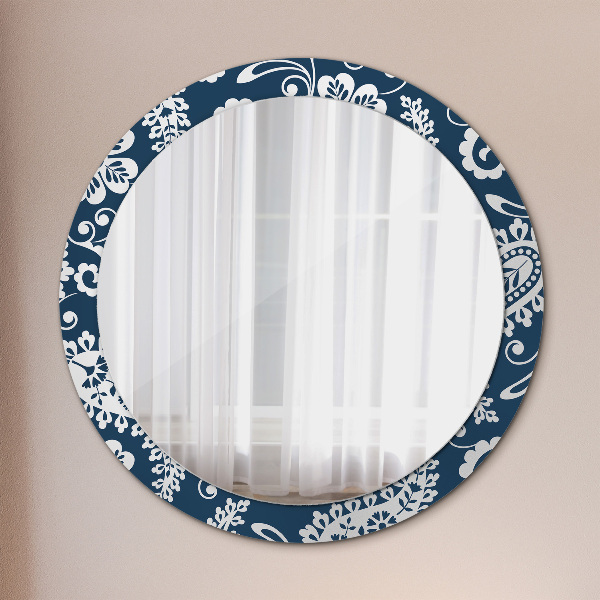 Round printed mirror Paisley composition