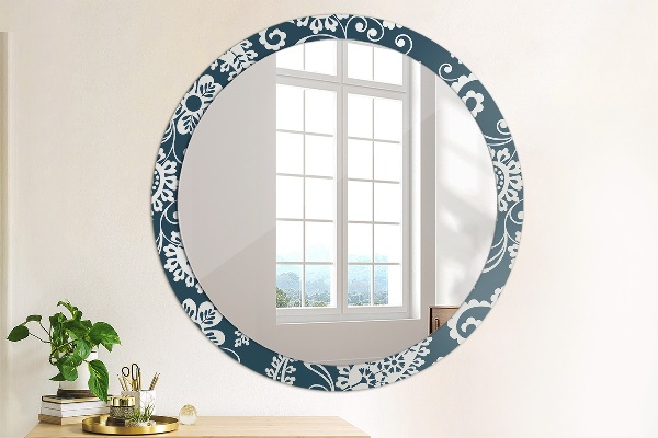 Round printed mirror Paisley composition