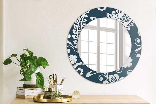 Round printed mirror Paisley composition