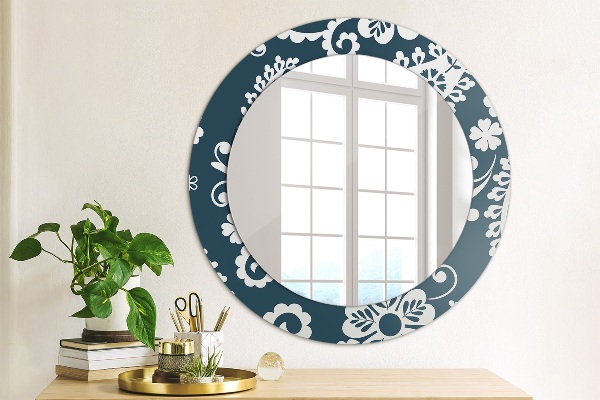 Round printed mirror Paisley composition
