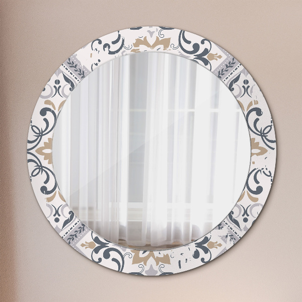 Round printed mirror Retro tiles