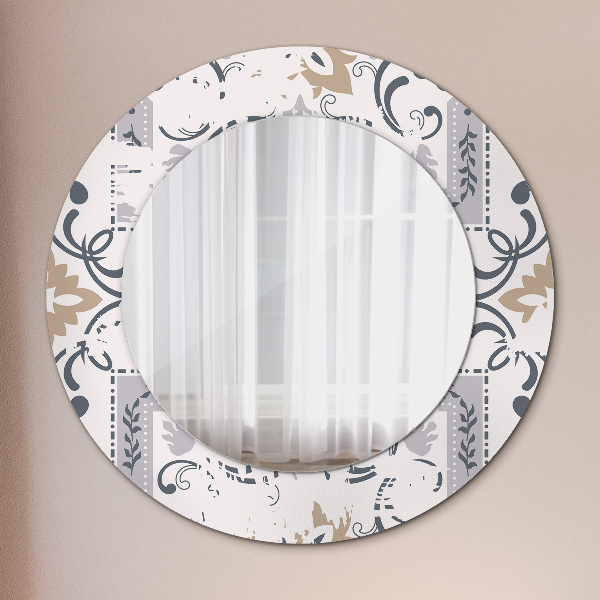 Round printed mirror Retro tiles