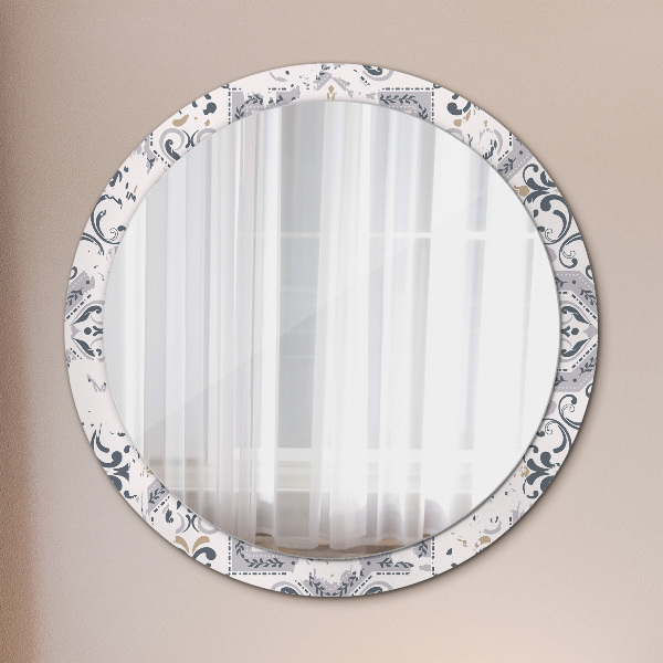 Round printed mirror Retro tiles