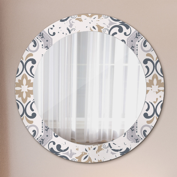 Round printed mirror Retro tiles