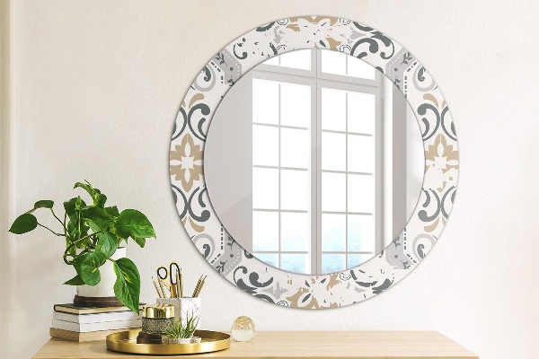 Round printed mirror Retro tiles