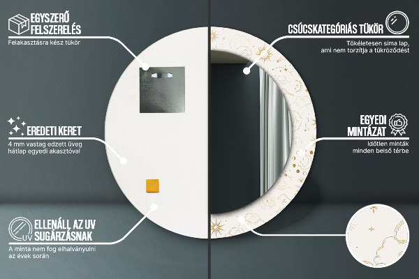 Round printed mirror Mystical esoteric pattern