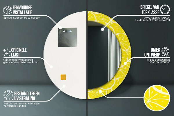 Round decorative mirror Lemon pattern