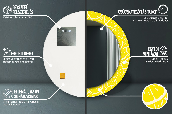 Round decorative mirror Lemon pattern