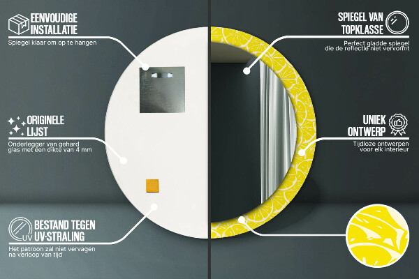 Round decorative mirror Lemon pattern