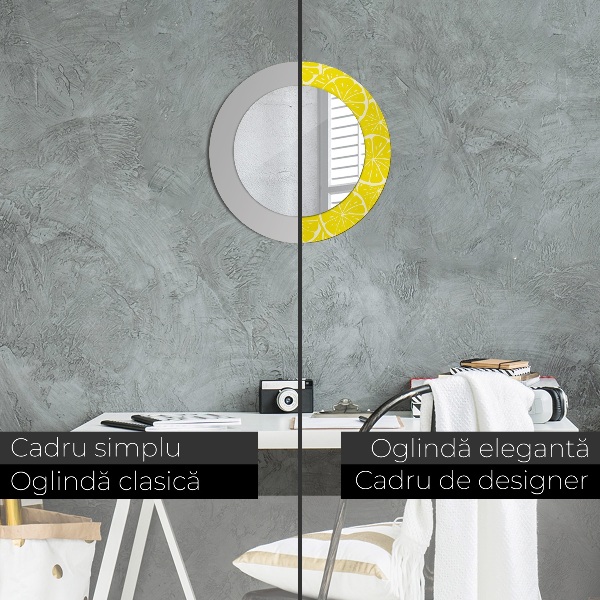 Round decorative mirror Lemon pattern